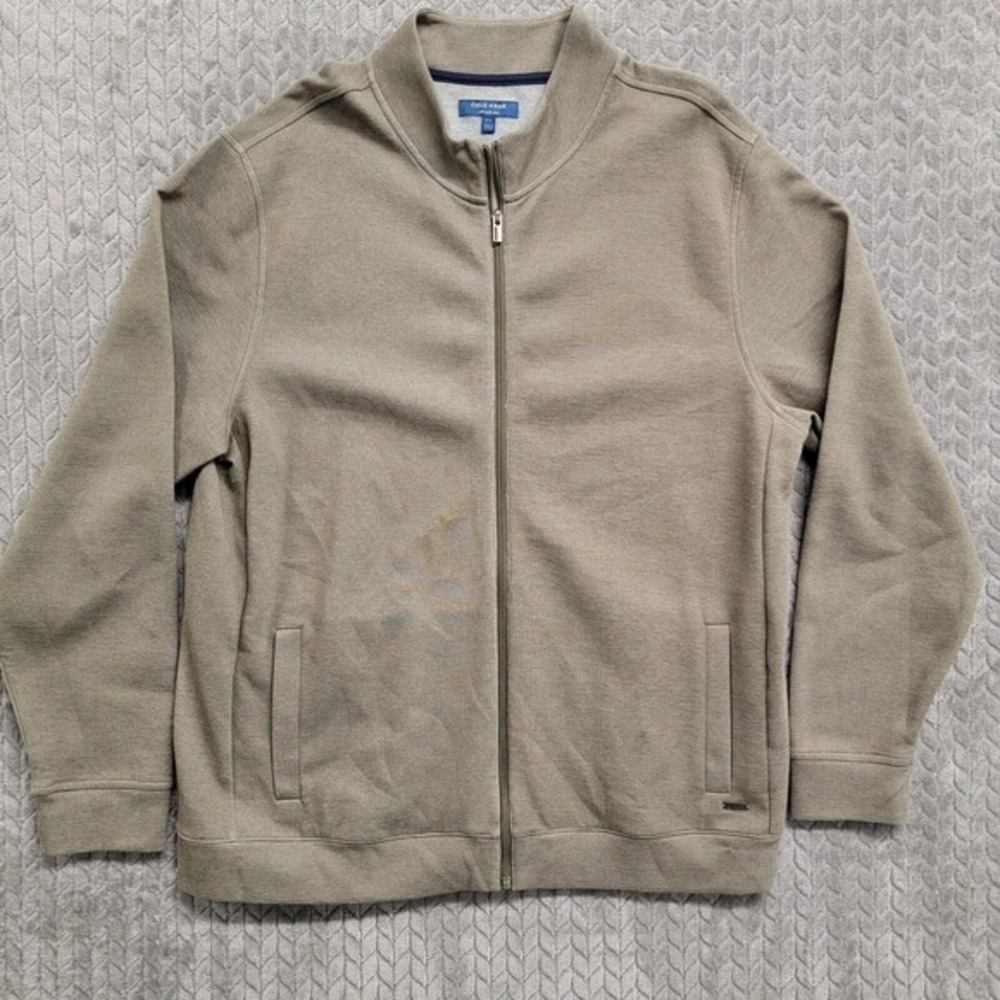 Cole Haan Grand OS Sweater Mens 2XL Zip Performance Jacket Gray Stone Business